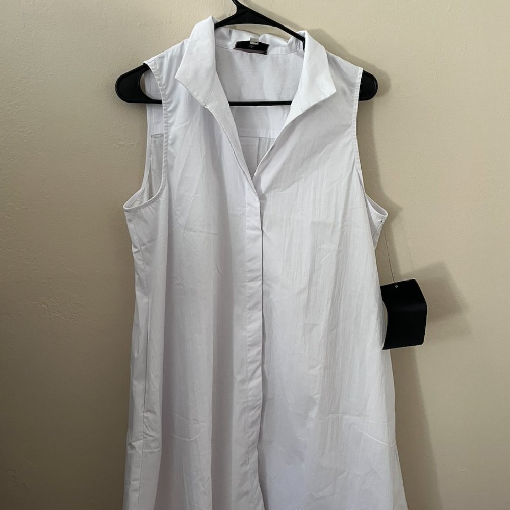 NWT Tuckernuck Oxford White Sleeveless Royal Shirt Dress - Size L